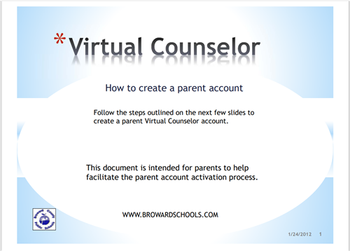 Virtual Counselor account creation